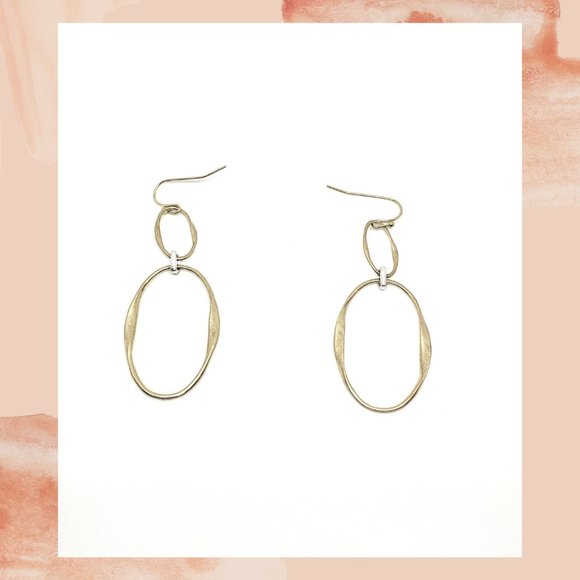 Gold Double Link Earrings - Picture 2 of 2